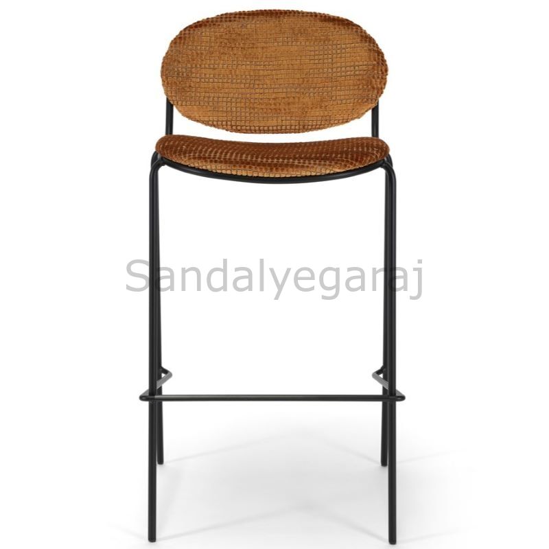 Oval Back Kadife İç Mekan Bar Sandalyesi